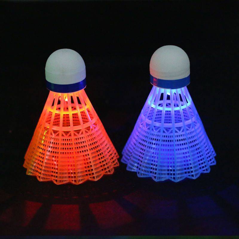 Three blue + three red nylon feather balls